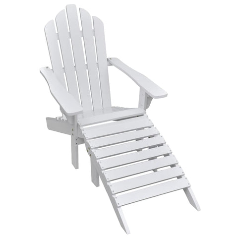 ZNTS Garden Chair with Ottoman Wood White 40859