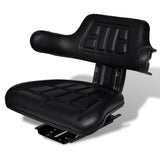 ZNTS Tractor Seat with Backrest Black 210202