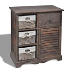 ZNTS Wooden Cabinet 3 Left Weaving Baskets Brown 240795