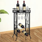 ZNTS Wine Rack with Glass Holder for 9 Bottles Metal 240940