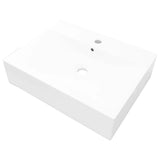 ZNTS Rectangular Ceramic Basin Sink White with Faucet Hole 60x46 cm 140686