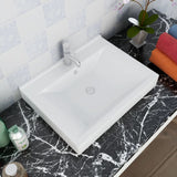 ZNTS Rectangular Ceramic Basin Sink White with Faucet Hole 60x46 cm 140686