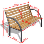 ZNTS Garden Bench 120 cm Wood and Iron 41014
