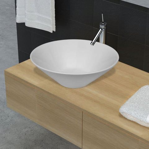 ZNTS Bathroom Porcelain Ceramic Sink Art Basin Bowl White 140706