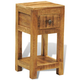 ZNTS Nightstand with 1 Drawer Solid Mango Wood 241090