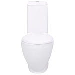 ZNTS WC Ceramic Toilet Bathroom Round Toilet Bottom Water Flow White 141135