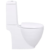 ZNTS WC Ceramic Toilet Bathroom Round Toilet Bottom Water Flow White 141135