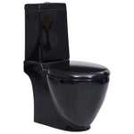 ZNTS WC Ceramic Toilet Bathroom Round Toilet Bottom Water Flow Black 141136