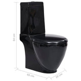 ZNTS WC Ceramic Toilet Bathroom Round Toilet Bottom Water Flow Black 141136