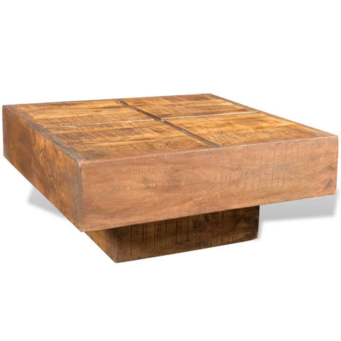 ZNTS Coffee Table Brown Square Solid Mango Wood 241132