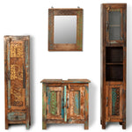 ZNTS Reclaimed Solid Wood Vanity Cabinet Set with Mirror & 2 Side Cabinets 241135