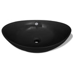 ZNTS Black Luxury Ceramic Basin Oval with Overflow 59 x 38,5 cm 140680