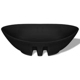 ZNTS Black Luxury Ceramic Basin Oval with Overflow 59 x 38,5 cm 140680