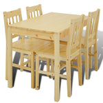 ZNTS Dining Set 5 Pieces Pine Wood Natural 241220
