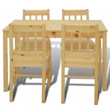 ZNTS Dining Set 5 Pieces Pine Wood Natural 241220