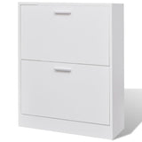ZNTS White Wooden Shoe Cabinet with 2 Compartments 241242