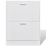 ZNTS White Wooden Shoe Cabinet with 2 Compartments 241242