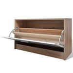 ZNTS Oak and White 3-in-1 Wooden Shoe Cabinet Set 241246