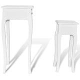 ZNTS Nesting Side Table Set 2 Pieces with Drawer White 241146