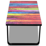 ZNTS Coffee Table with Rainbow Printing Glass Top 241175