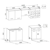 ZNTS Oak Look Kitchen Cabinet Unit 5 pcs 200 cm 241392