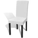 ZNTS 6 pcs White Straight Stretchable Chair Cover 130377