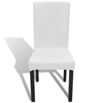 ZNTS 6 pcs White Straight Stretchable Chair Cover 130377
