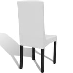 ZNTS 6 pcs White Straight Stretchable Chair Cover 130377