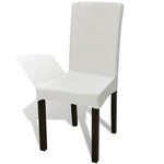 ZNTS 6 pcs Cream Straight Stretchable Chair Cover 130380