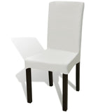 ZNTS 6 pcs Cream Straight Stretchable Chair Cover 130380