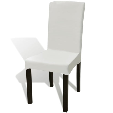 ZNTS 6 pcs Cream Straight Stretchable Chair Cover 130380
