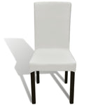 ZNTS 6 pcs Cream Straight Stretchable Chair Cover 130380