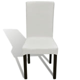 ZNTS 6 pcs Cream Straight Stretchable Chair Cover 130380