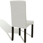 ZNTS 6 pcs Cream Straight Stretchable Chair Cover 130380