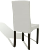 ZNTS 6 pcs Cream Straight Stretchable Chair Cover 130380
