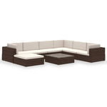 ZNTS 8 Piece Garden Lounge Set with Cushions Poly Rattan Brown 41270