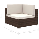 ZNTS 8 Piece Garden Lounge Set with Cushions Poly Rattan Brown 41270