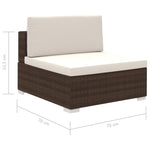 ZNTS 8 Piece Garden Lounge Set with Cushions Poly Rattan Brown 41270