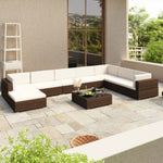 ZNTS 8 Piece Garden Lounge Set with Cushions Poly Rattan Brown 41270