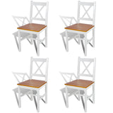 ZNTS Dining Chairs 4 pcs White Pinewood 241513
