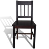 ZNTS Dining Chairs 4 pcs Dark Brown Pinewood 241517