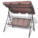 ZNTS Garden Swing Bench with Canopy Coffee 41422