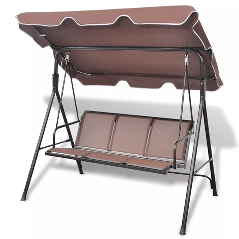 ZNTS Garden Swing Bench with Canopy Coffee 41422