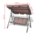 ZNTS Garden Swing Bench with Canopy Coffee 41422