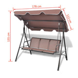 ZNTS Garden Swing Bench with Canopy Coffee 41422