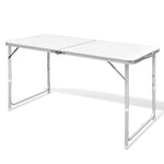 ZNTS Foldable Camping Table Height Adjustable Aluminium 120 x 60 cm 41325