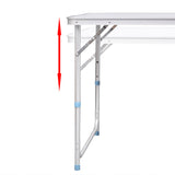 ZNTS Foldable Camping Table Height Adjustable Aluminium 120 x 60 cm 41325