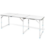 ZNTS Foldable Camping Table Height Adjustable Aluminium 180 x 60 cm 41326