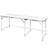 ZNTS Foldable Camping Table Height Adjustable Aluminium 180 x 60 cm 41326