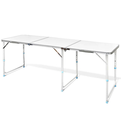 ZNTS Foldable Camping Table Height Adjustable Aluminium 180 x 60 cm 41326
